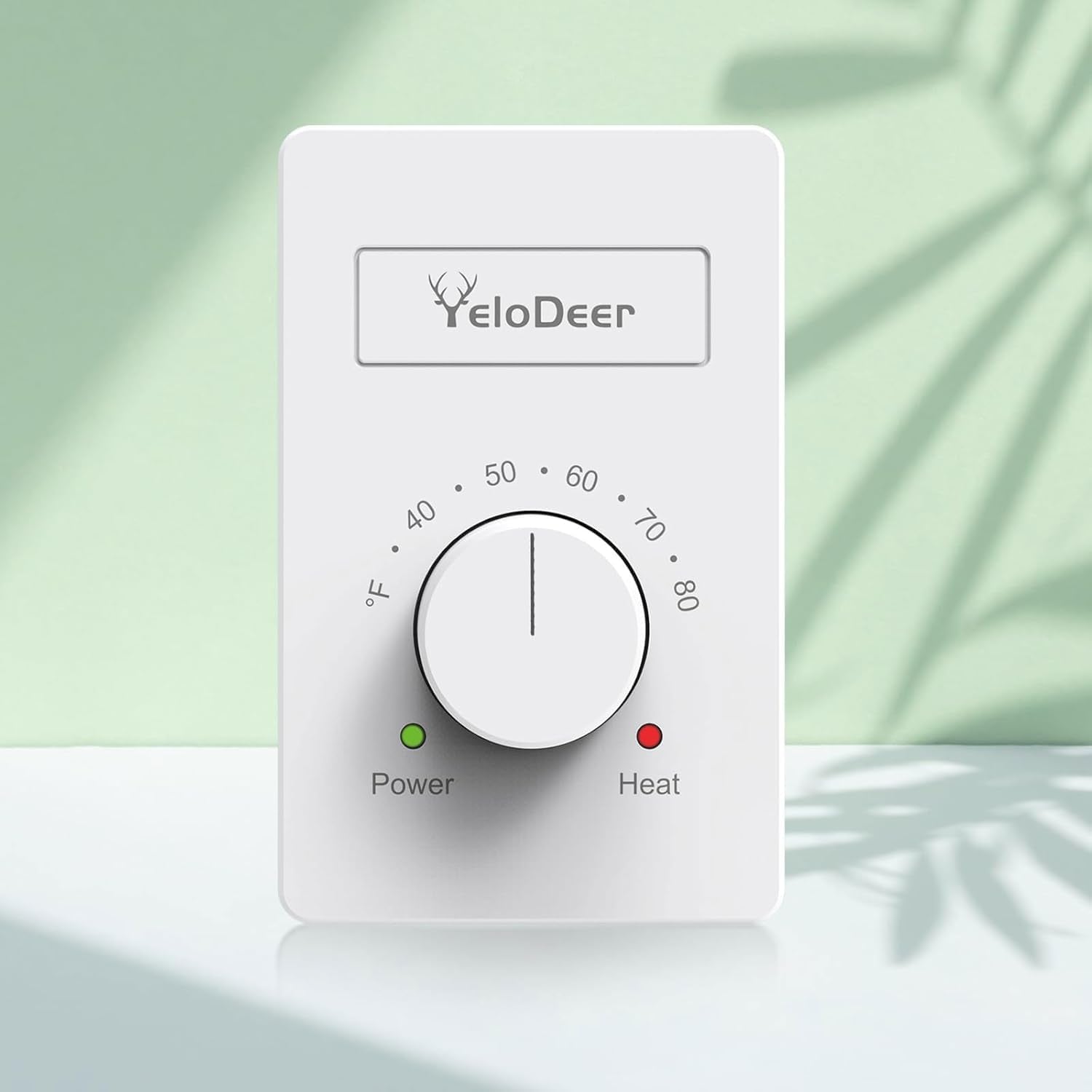 YeloDeer dual-voltage thermostat front view for precise home heating control.
