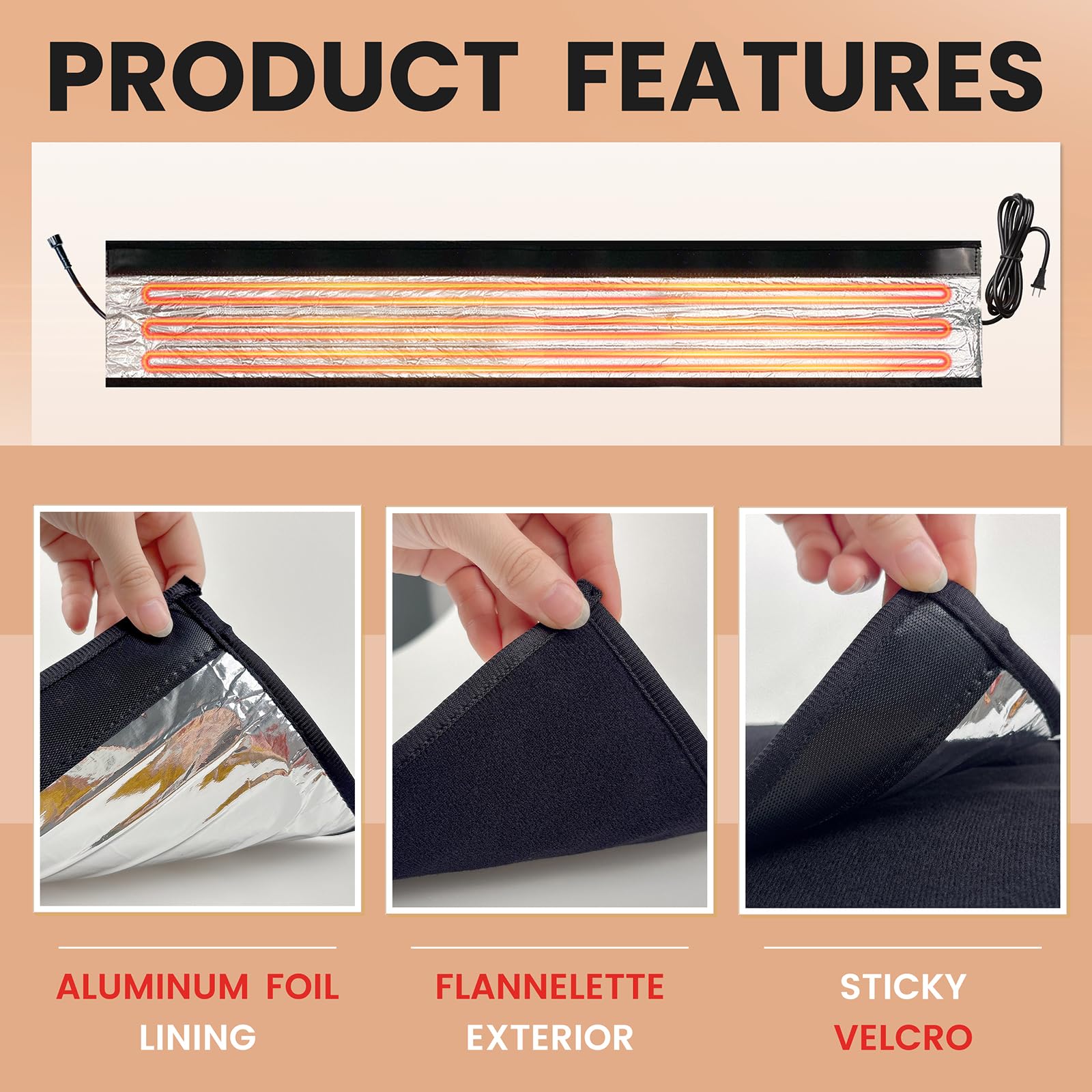 YeloDeer Velcro-secure attachment securing the heat tape