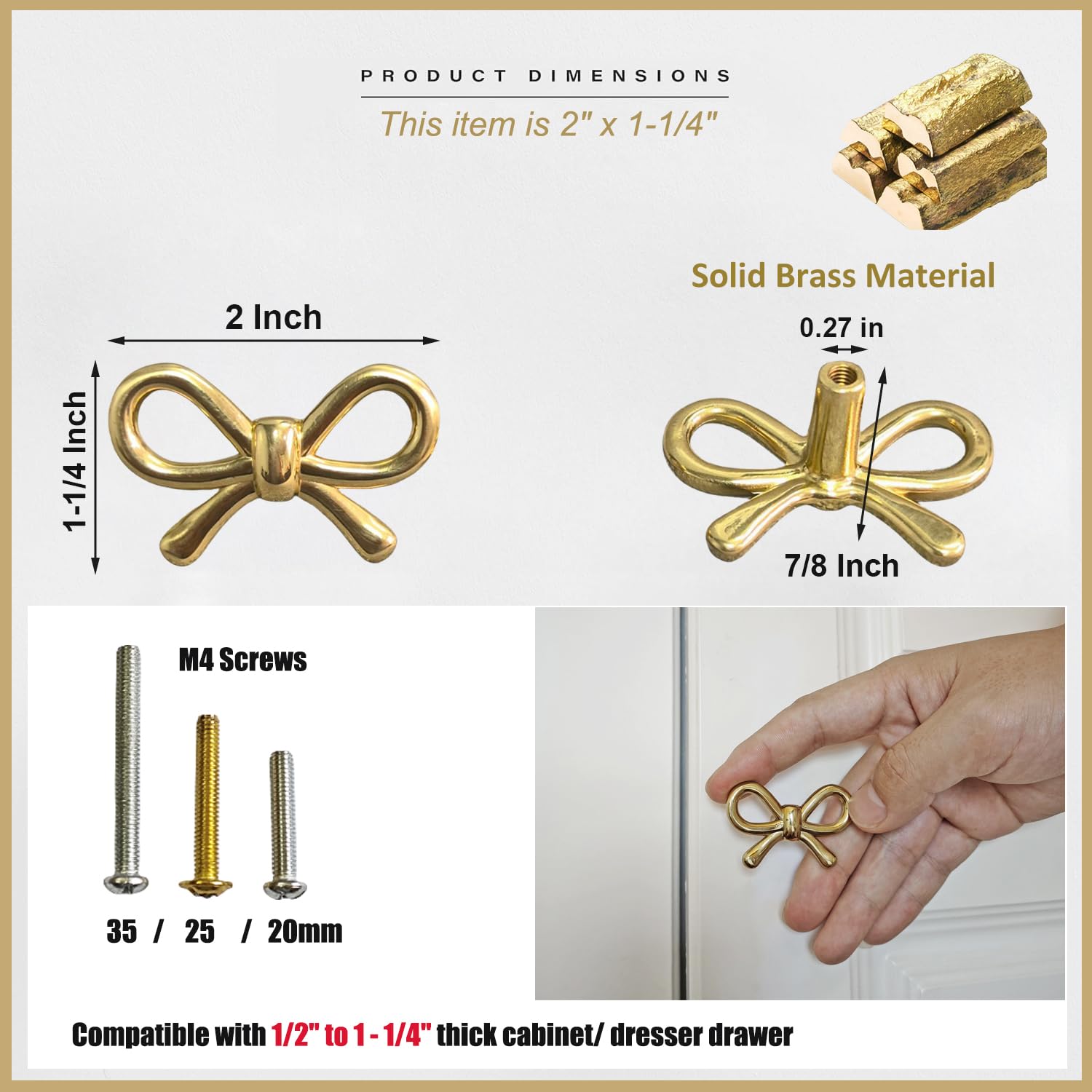 YEMCHI bow knob brass upgrades a dresser with timeless style.