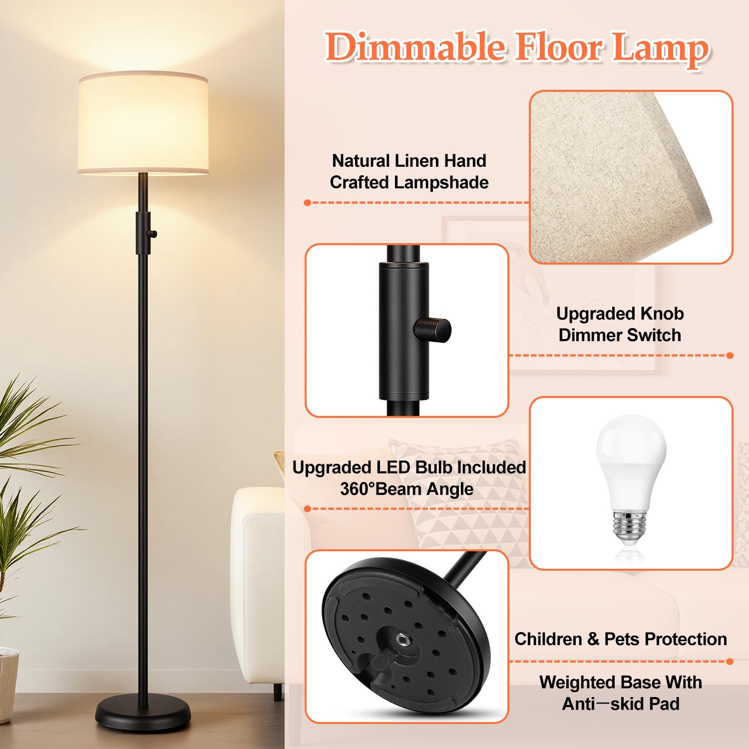 Yemela 1000-lumen bulb included delivers ample, even warmth for reading.