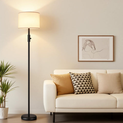 Yemela floor lamp fits living room, bedroom, and office layouts.
