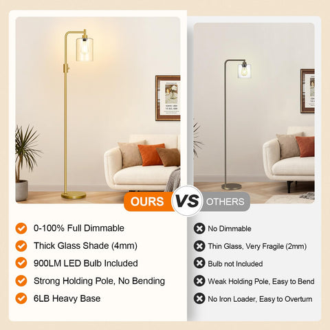 Yemela gold floor lamp stand detail showing slim silhouette