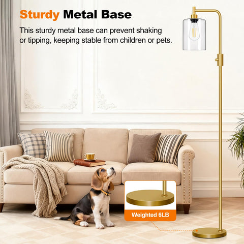 Yemela modern gold floor lamp in a living room setting