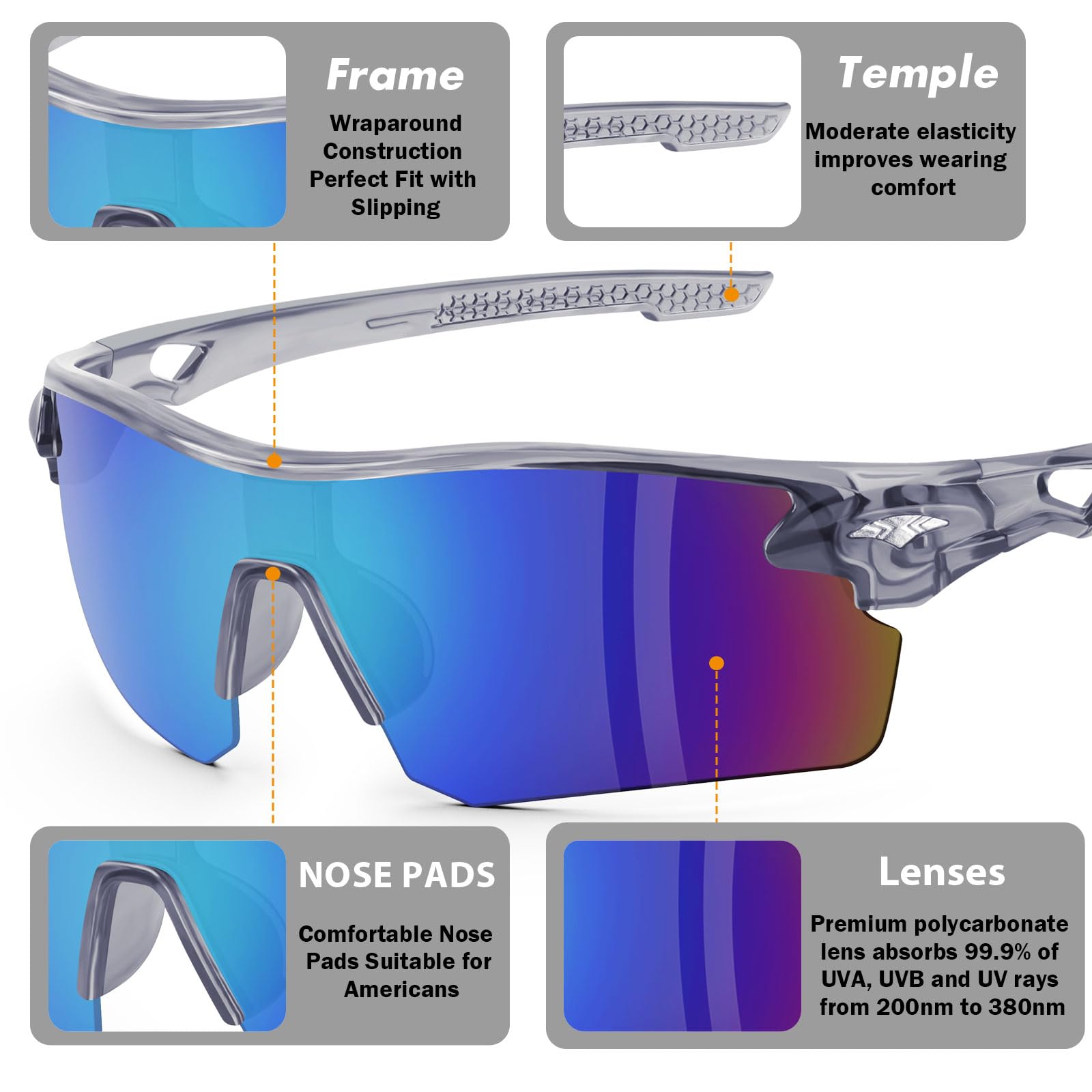 YENPK blue mirror safety glasses reduce glare during outdoor work