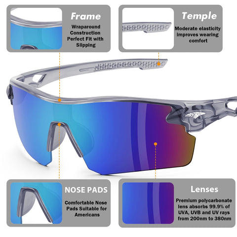 YENPK blue mirror safety glasses reduce glare during outdoor work