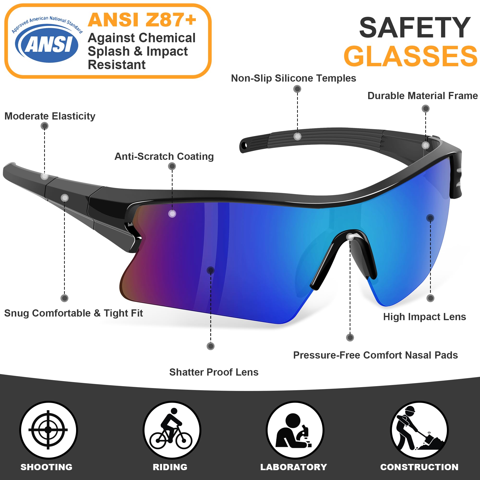 YENPK safety glasses with anti-scratch lenses for durable daily use.