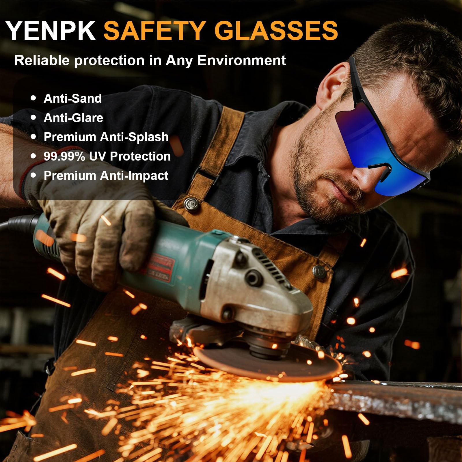 YENPK safety glasses with comfortable nose pads for all-day wear.