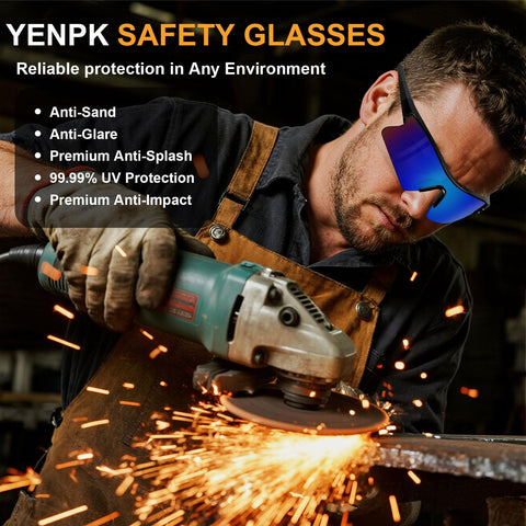 YENPK safety glasses with comfortable nose pads for all-day wear.