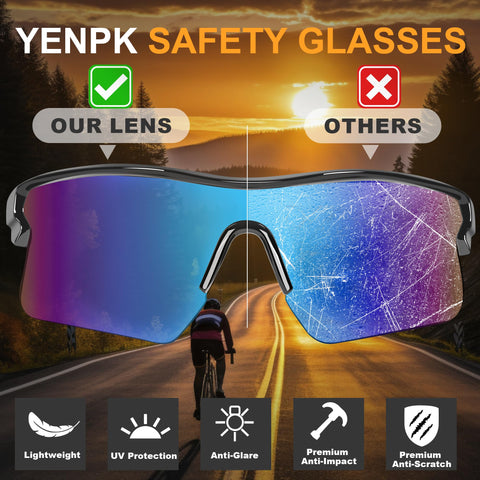 YENPK wraparound lenses guard against dust and debris in busy settings.