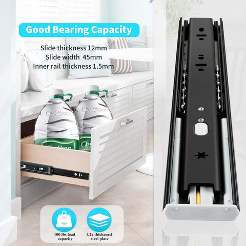 YENUO drawer slides with buffering for safety near edges