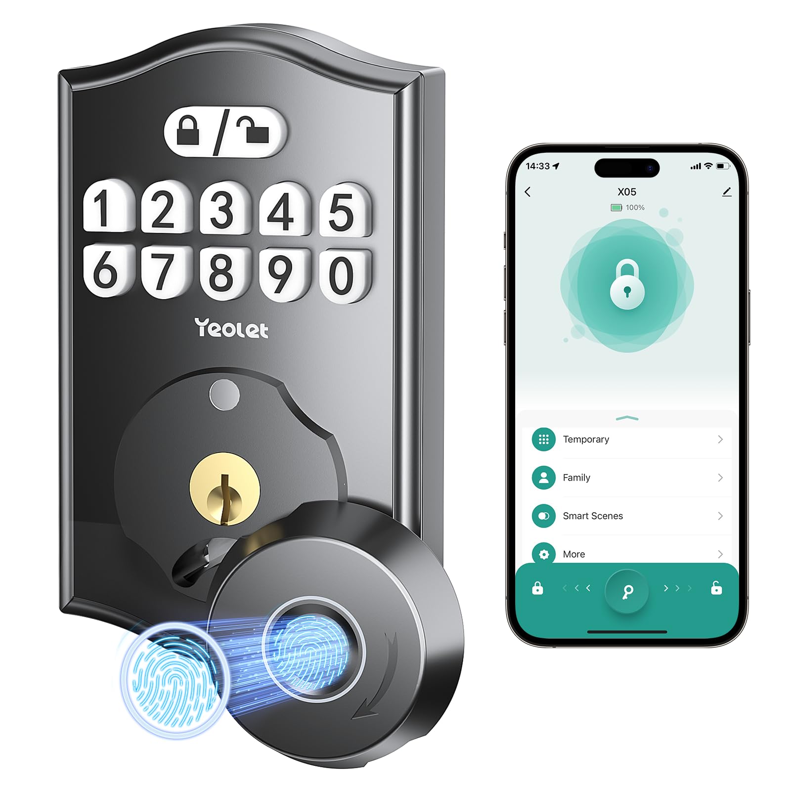 Yeolet fingerprint lock for front door offering secure keyless entry and quick unlock.
