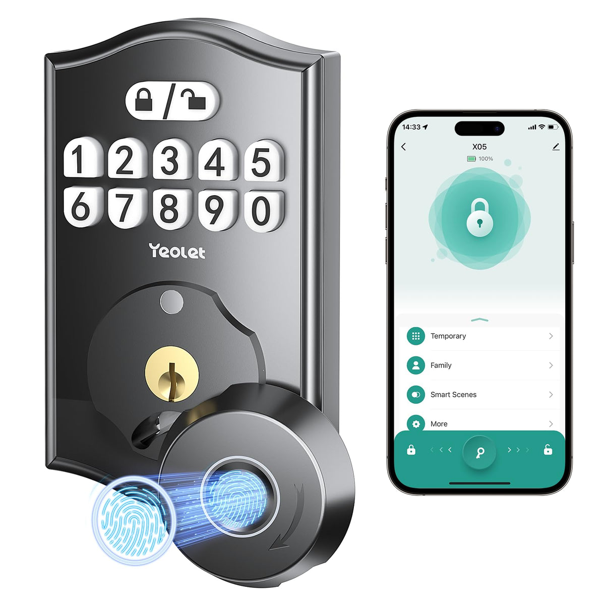 Yeolet fingerprint lock for front door offering secure keyless entry and quick unlock.