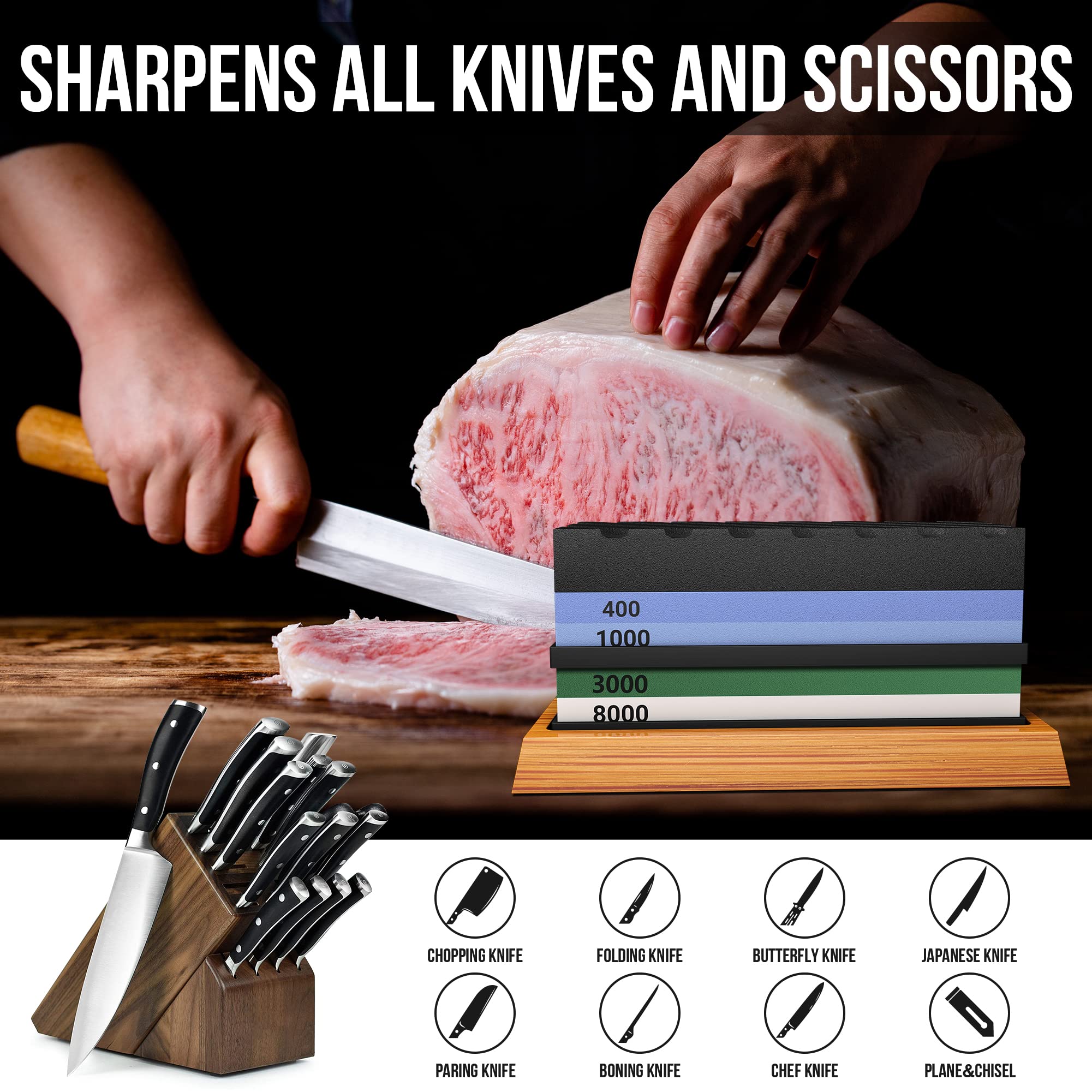YeopAsda angle guide in use ensures a consistent sharpening angle.