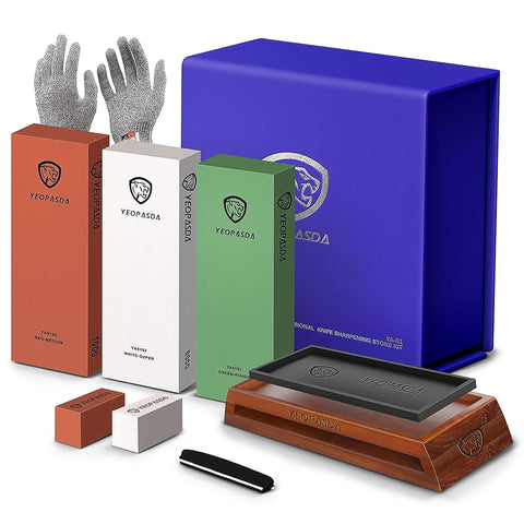 YeopAsda extra large whetstone kit on wood base for stable sharpening