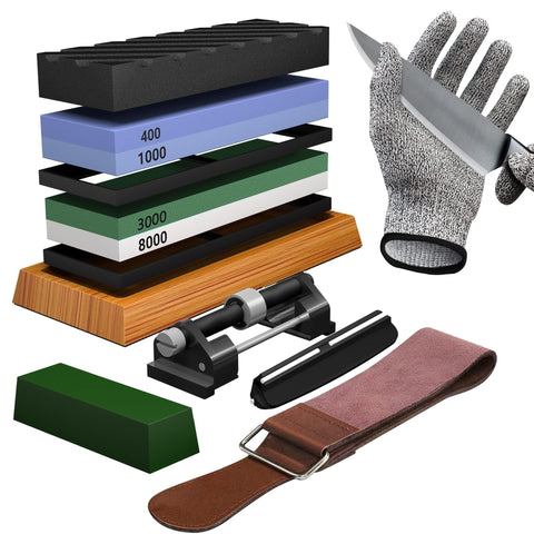 YeopAsda knife sharpening stone set assembled for precise home blade maintenance.