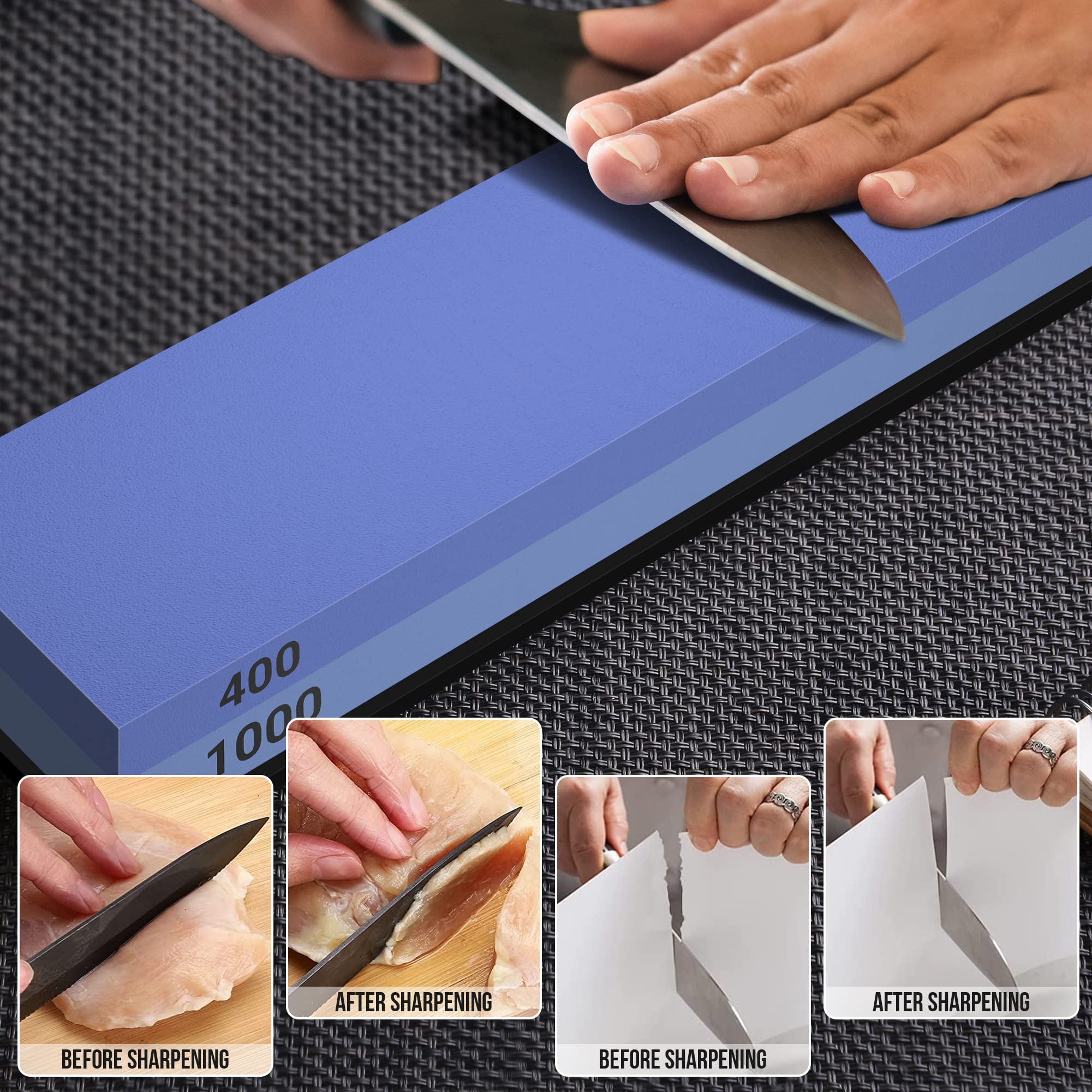 Close-up of YeopAsda whetstone 3000/8000 grit for fine honing and polish.