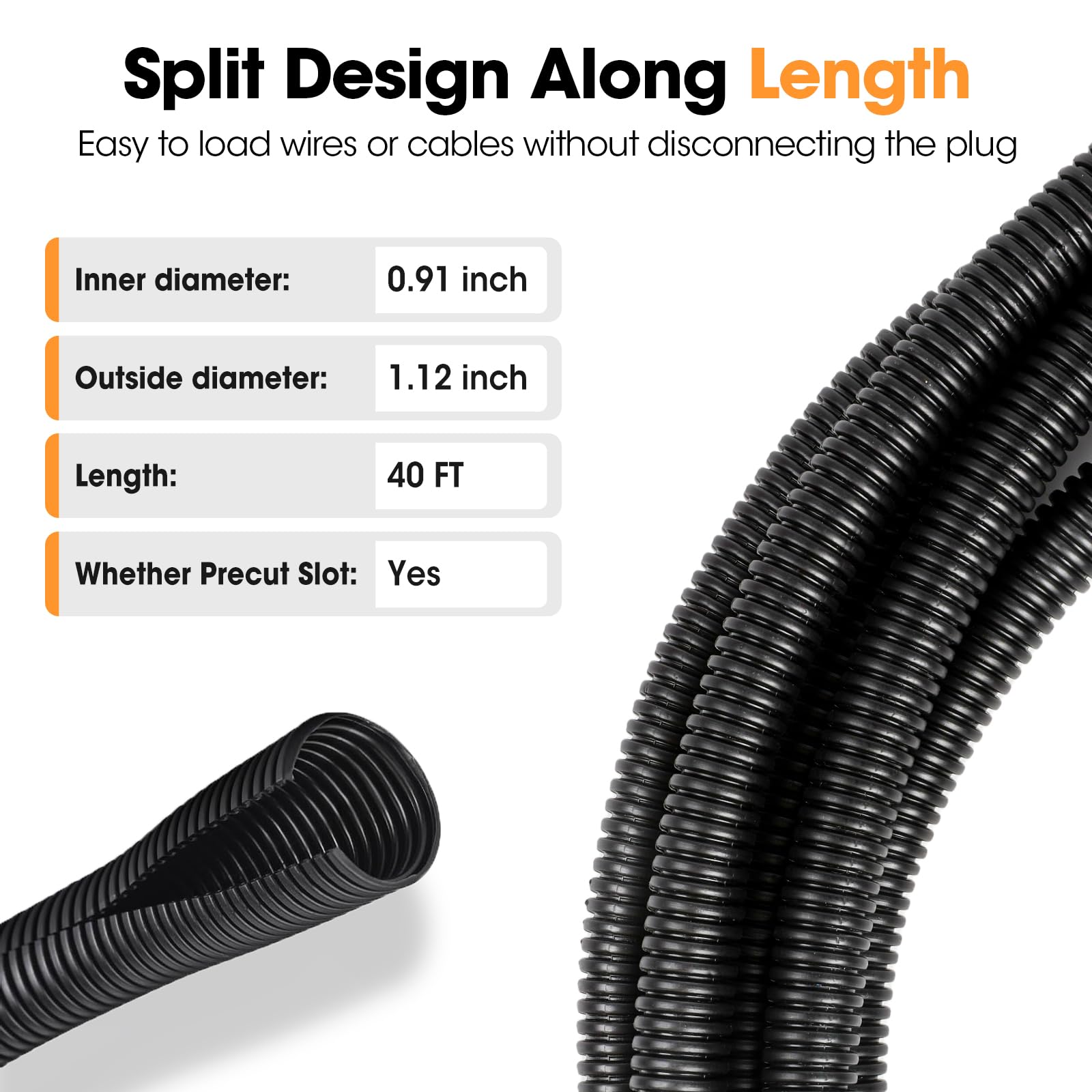 YesBes 1inch wire loom demonstrates durable polyethylene construction for automotive use.
