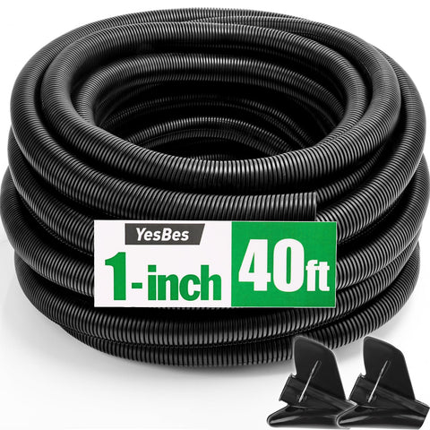 YesBes 40ft split wire loom, black outer view protecting cables in tight spaces.