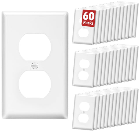 YesBes 60-pack outlet covers shown in a clean wall setup, durable wall protection.