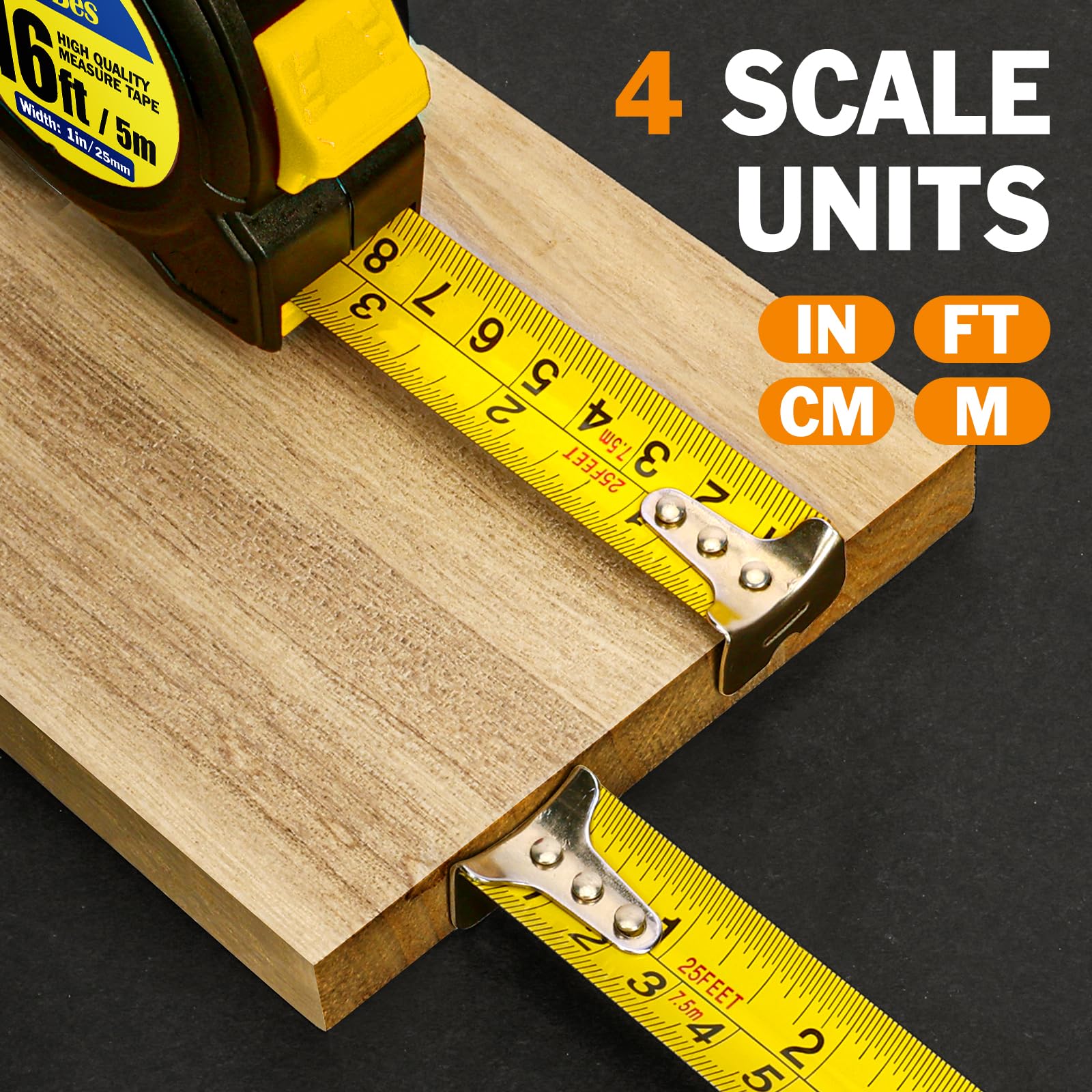 YesBes self-locking 16ft tape measure for steady reads.
