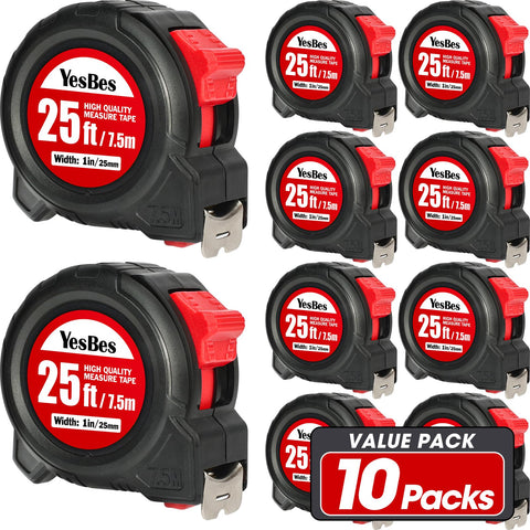 YesBes tape measure 25ft in case, compact and durable for on-site measuring.
