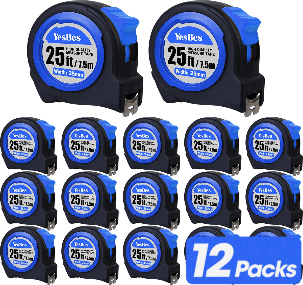 YesBes 25ft tape with extended blade for precise measurements.