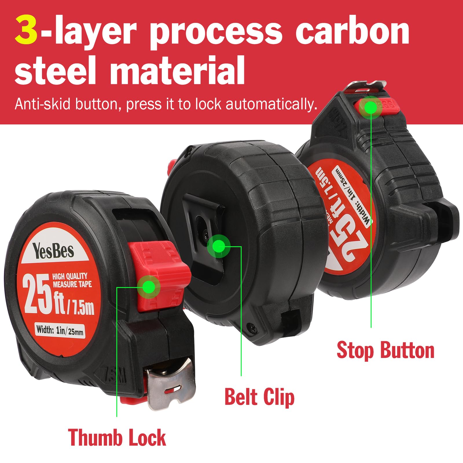 YesBes ABS shell delivers wear resistance and drop protection.