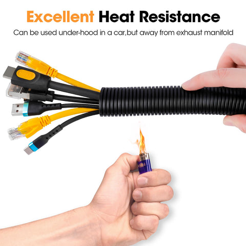 YesBes wire loom in home office safeguards computer cables.