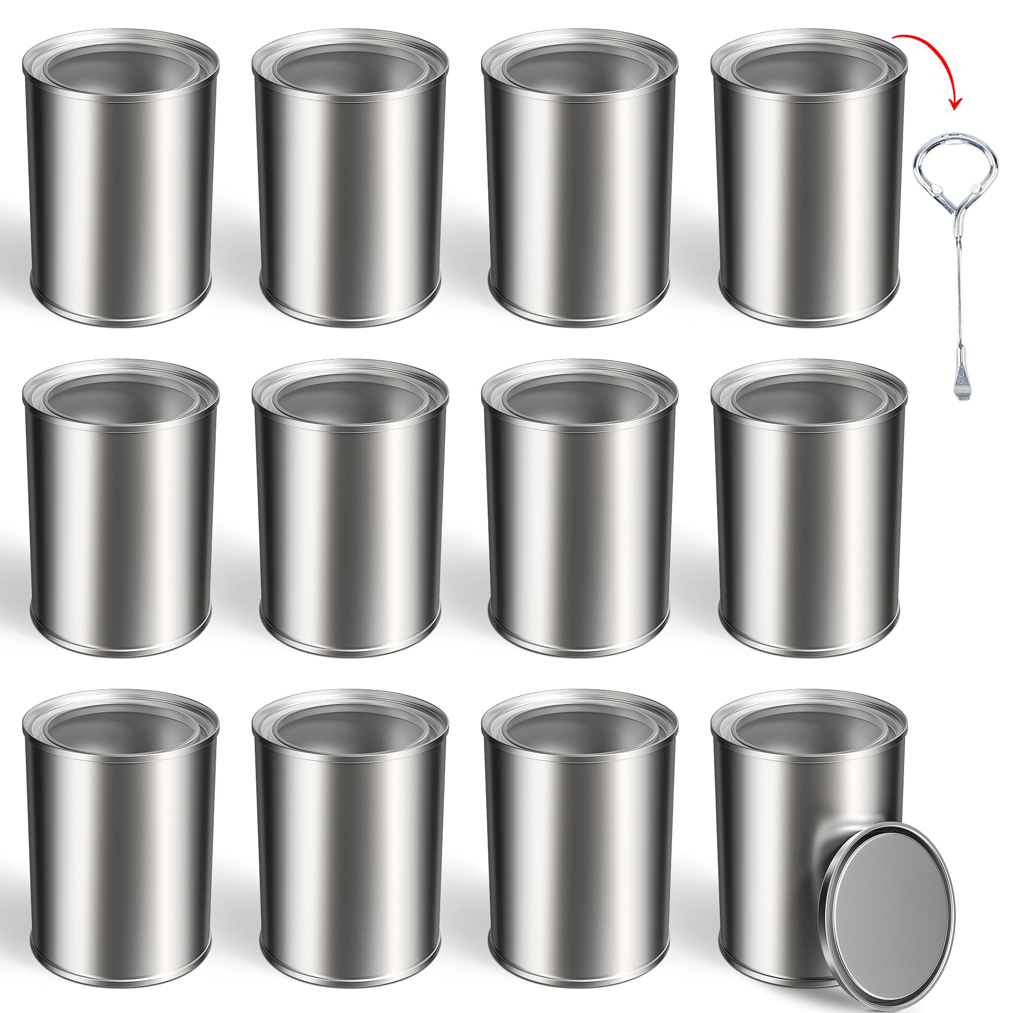yeshine 12-pack empty paint cans with lids in silver for leftovers and DIY projects.