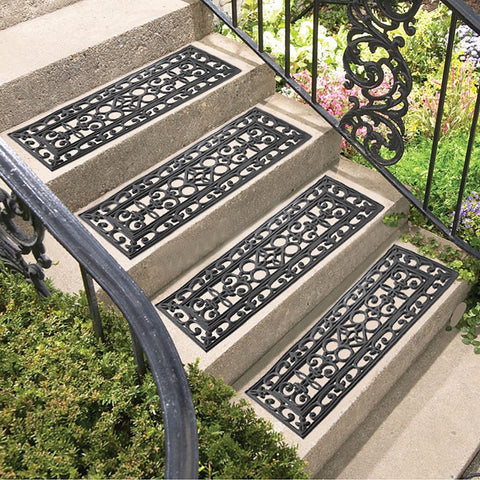 Yesland outdoor stair treads with scroll pattern add grip on decks.