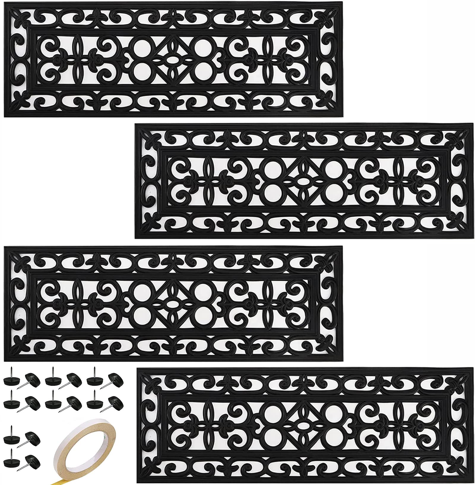 Yesland rubber stair treads 4-pack provide slip resistance for outdoor steps.