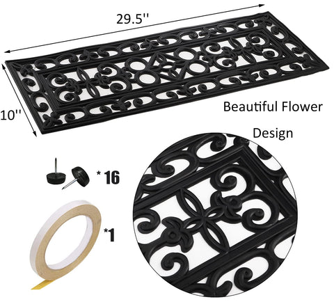 Yesland scroll-design stair mats in black for anti-slip protection.