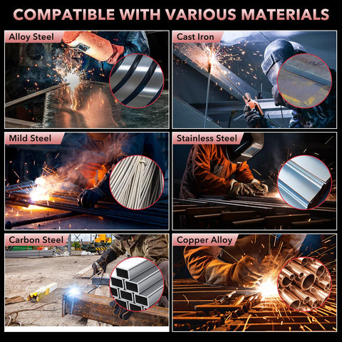 YesRight 200A current control highlights versatile welding for various metals.