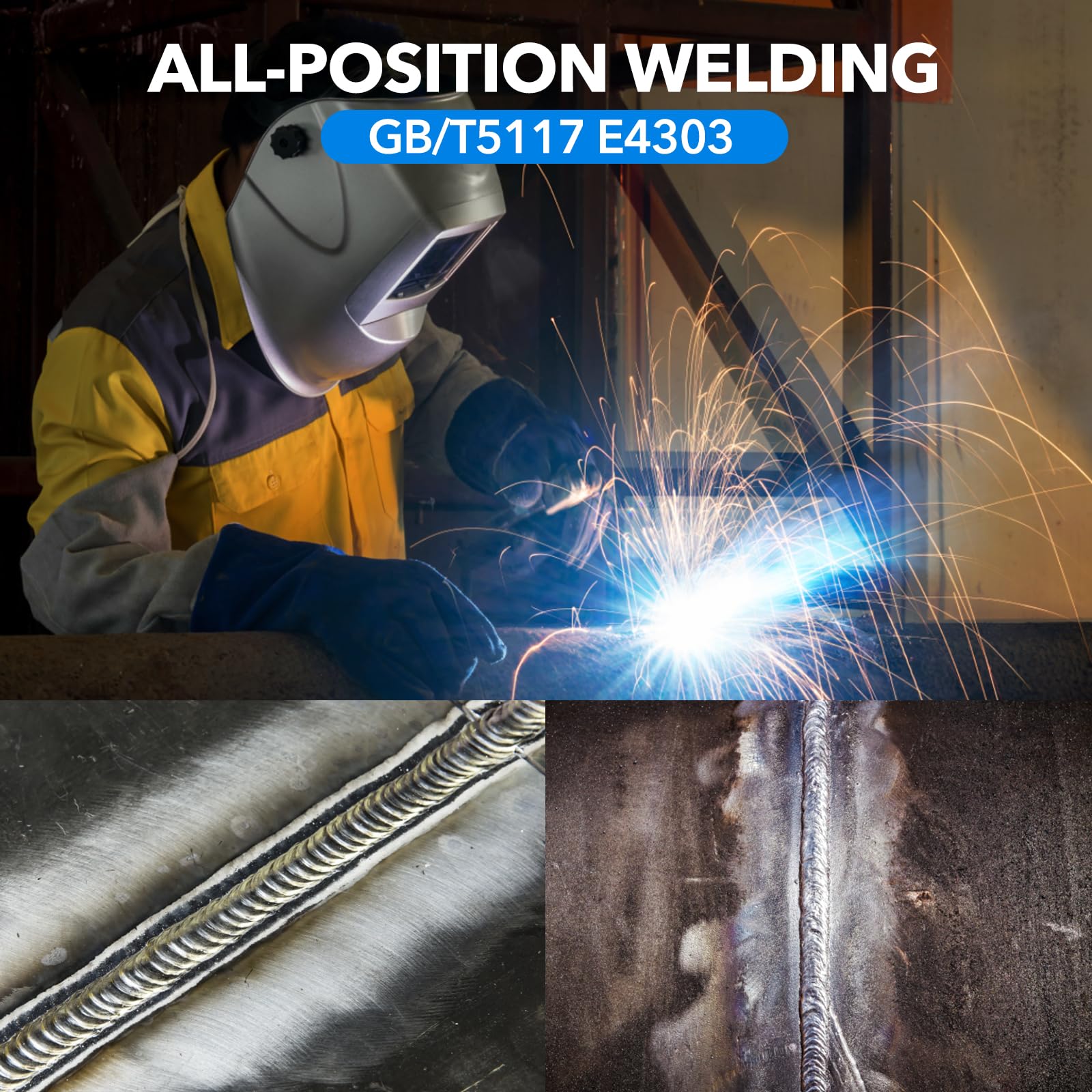 YesRight 3-32 welding rod in all-position setup enabling versatile joints.
