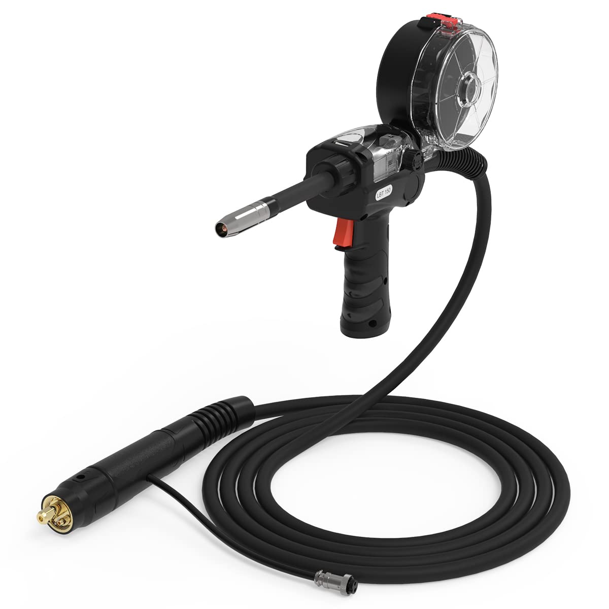 YESWELDER 150A Spool Gun LBT150 with exposed drive for easy maintenance.
