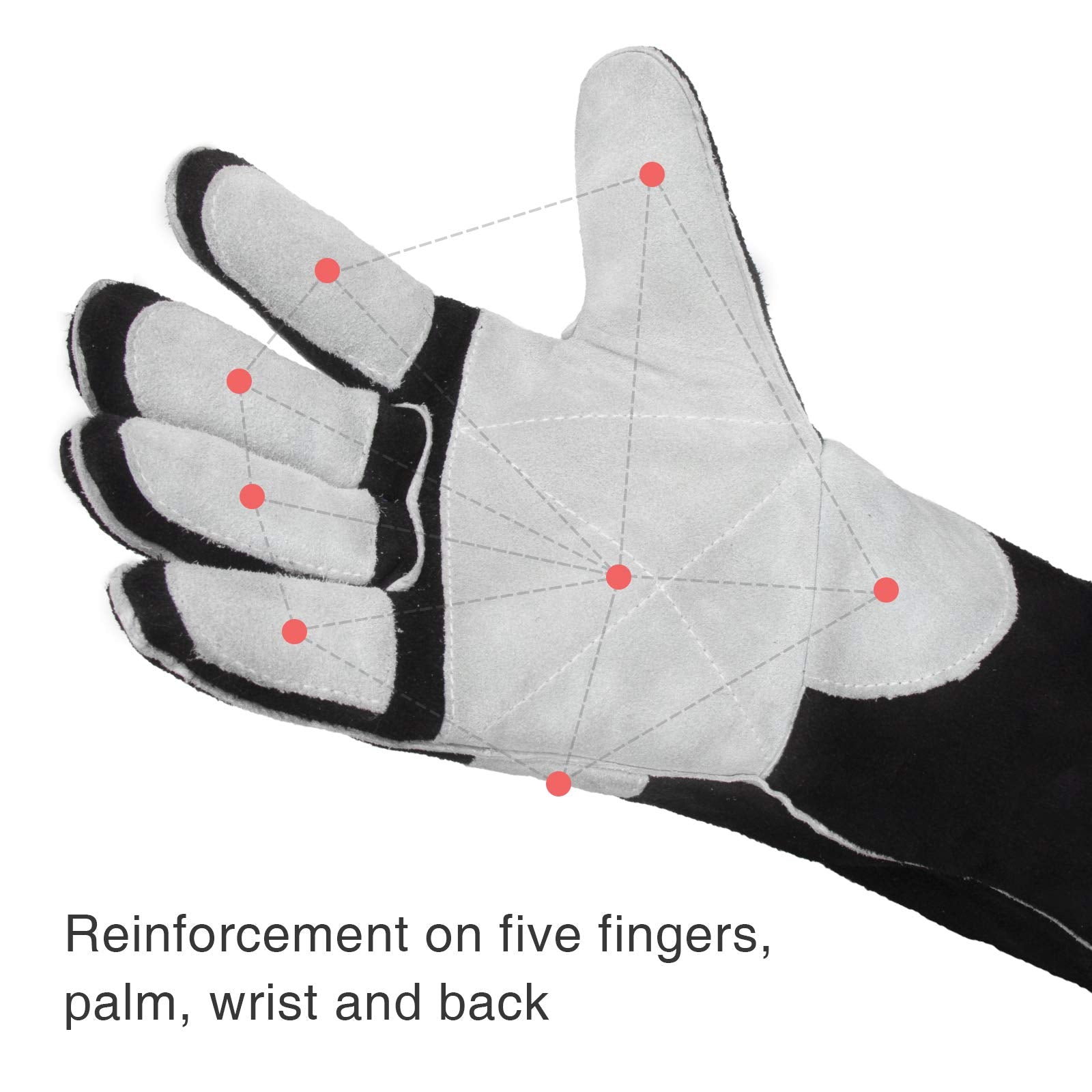 YESWELDER 16in MIG gloves thumb design enhances ergonomic comfort and precision