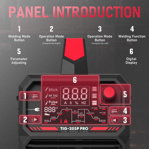 YesWelder 205A 3-in-1 welding modes offer versatile options: MMA, DC TIG, Pulse TIG.