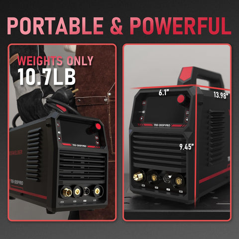 YesWelder 205A foot pedal interface preview supports precise current control.