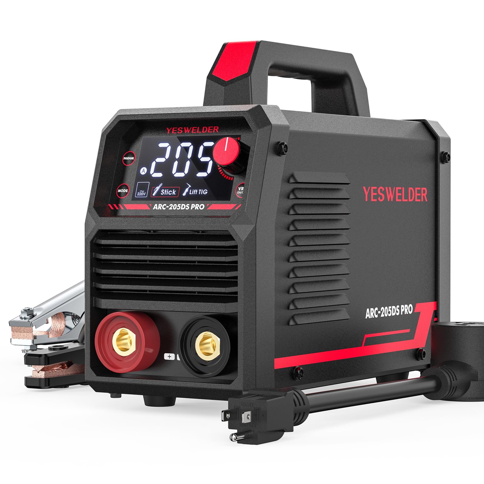 Yeswelder 205Amp stick welder front view for on-site use
