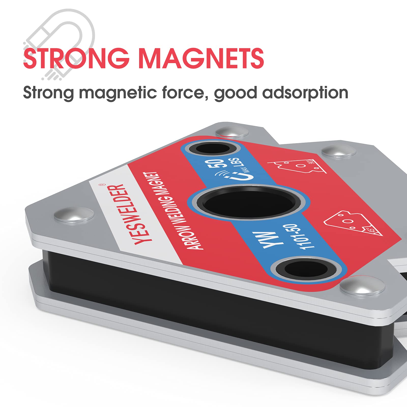 YESWELDER 45-degree angle magnet enables precise corner alignment during weld setup