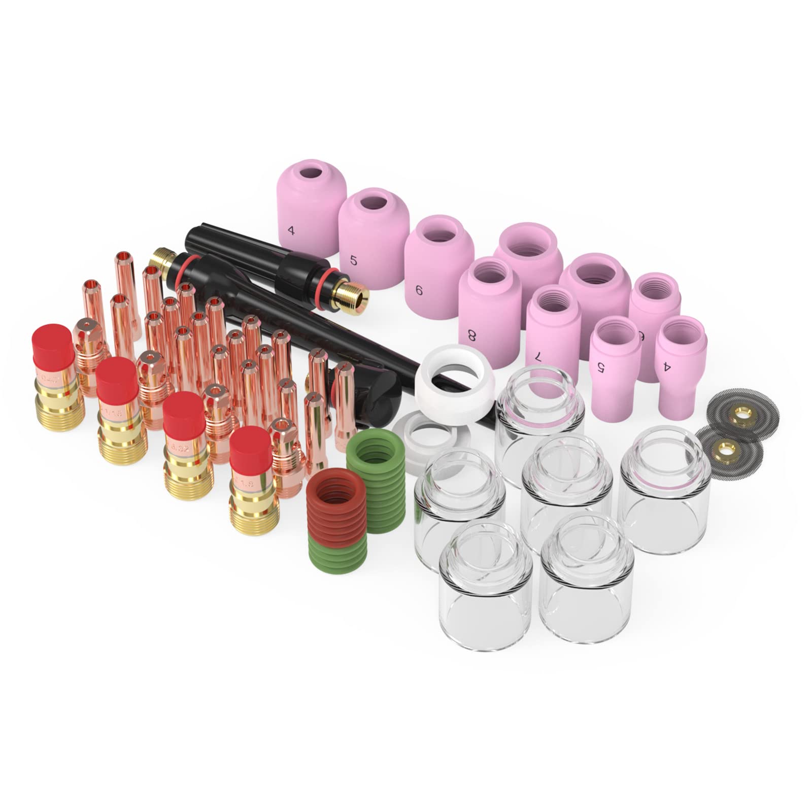 YESWELDER 71pcs TIG torch accessories kit for WP-17/18/26 enables versatile welding setups.