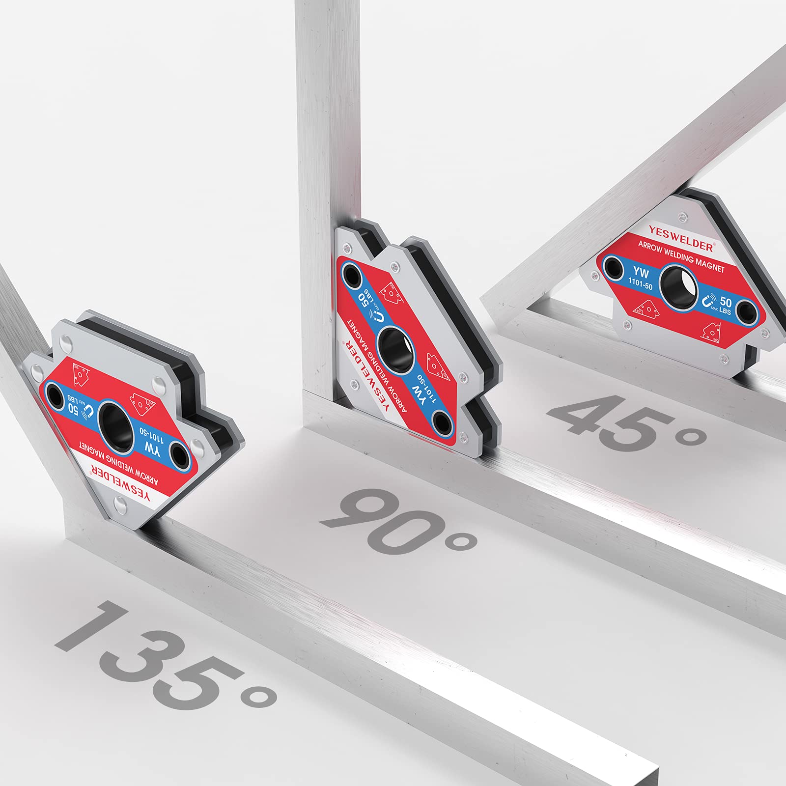 YESWELDER 90-degree angle magnet helps square joints with hands-free positioning