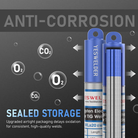 YESWELDER airtight aluminum tube packaging protects tungsten tips.