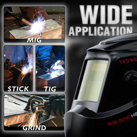 YESWELDER two arc sensors trigger fast auto-darkening for quick shade changes.