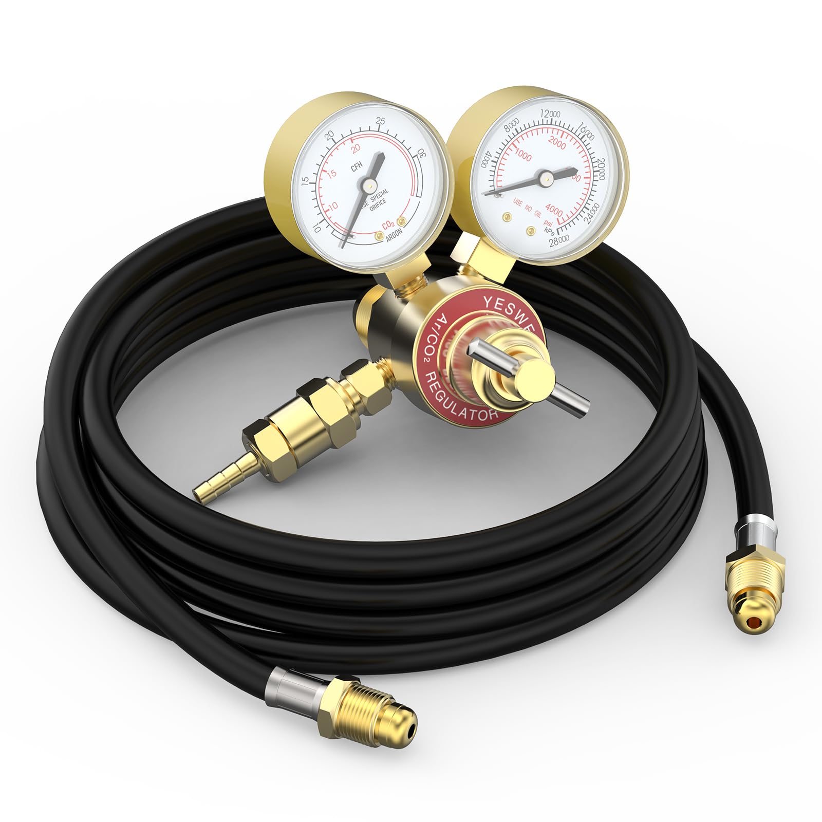 YesWelder argon CO2 regulator with 8.2ft hose for precise gas control