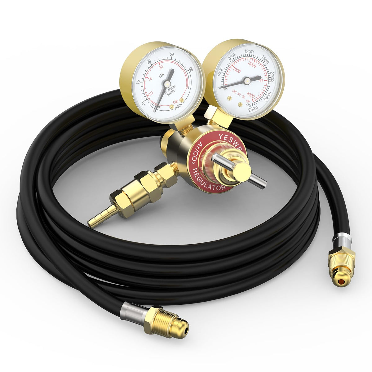 YesWelder argon CO2 regulator with 8.2ft hose for precise gas control