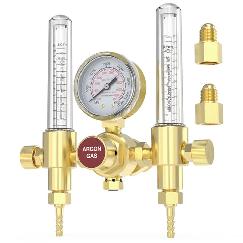 YESWELDER argon regulator front view for precise gas control in welding