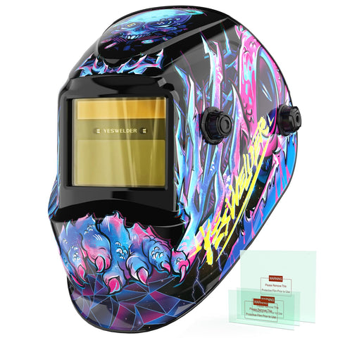 YESWELDER auto-darkening helmet front view for daily welding tasks.