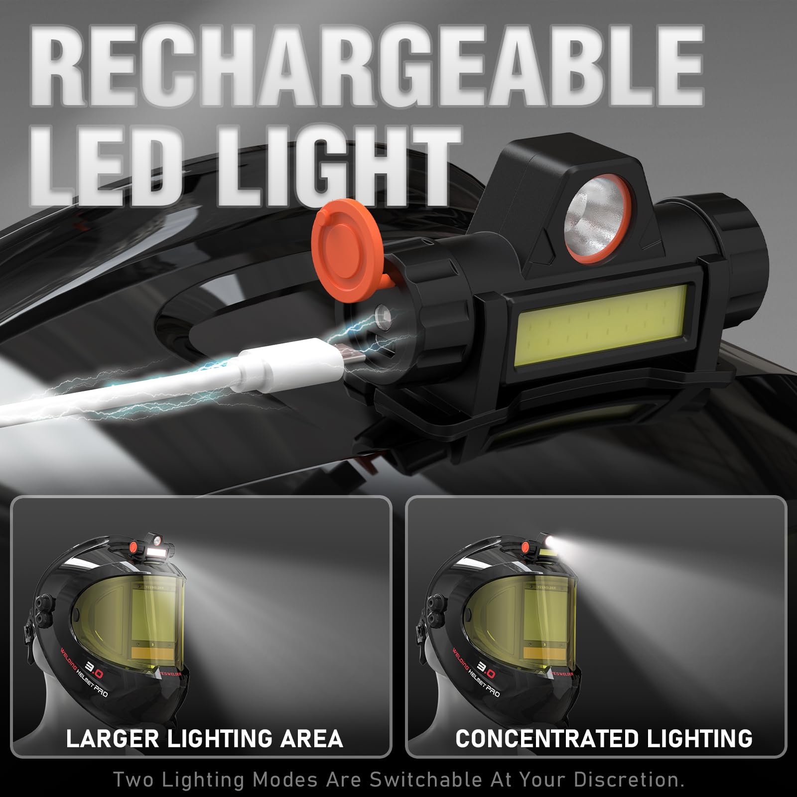 YESWELDER blue-light blocking outer lens protects eyes while preserving visibility