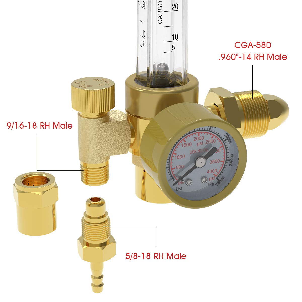 Yeswelder CGA-580 inlet nut attachment enables adapter-free, leak-free setup